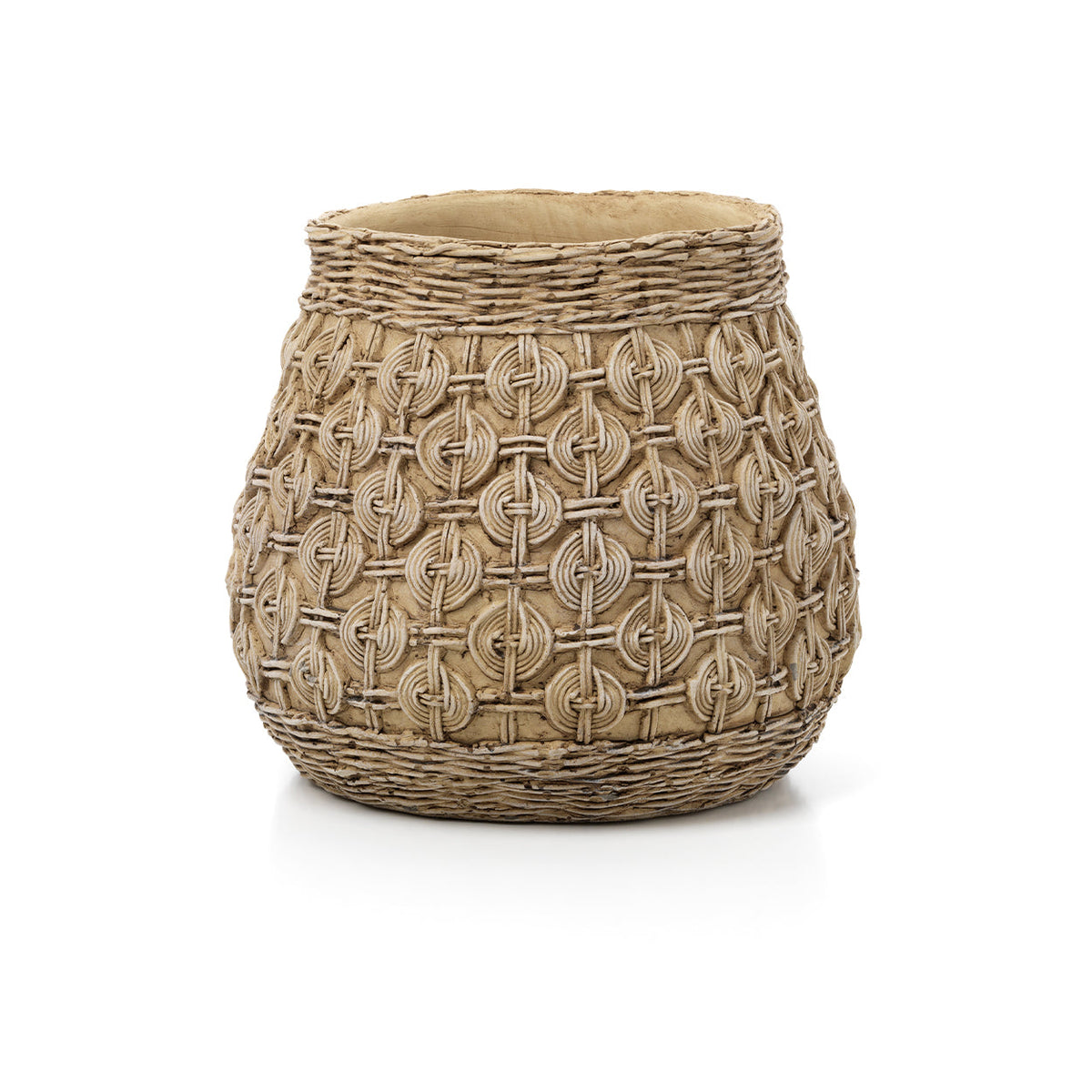 Moderne betonnen plantenpot met knoopstructuur Afbeelding