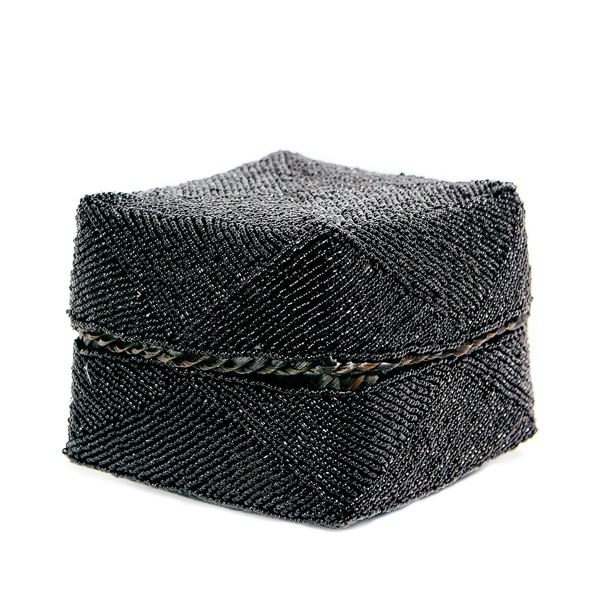 Bazar Bizar Panier En Bambou Beaded Noir 20 x 20 x 15 cm