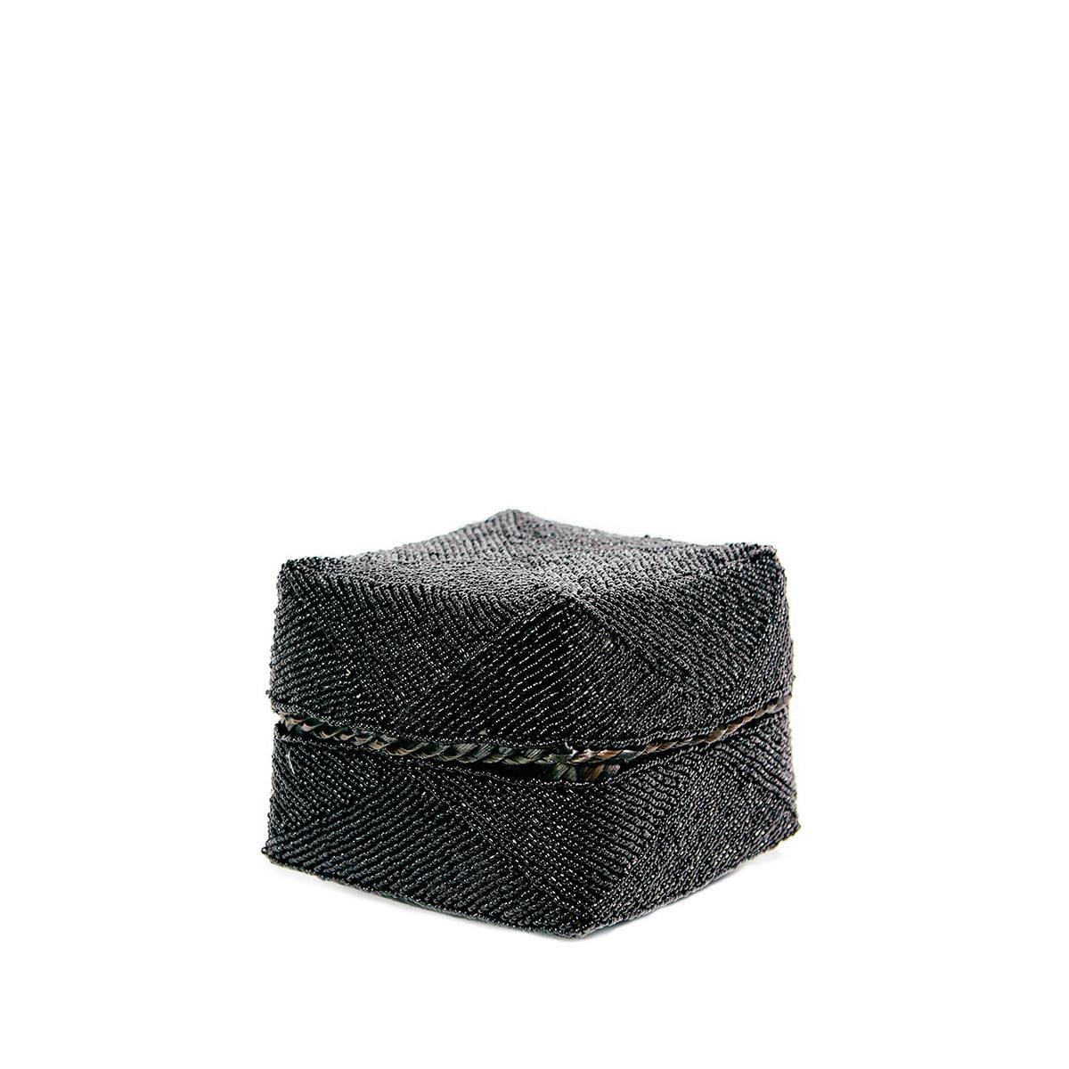 Bazar Bizar Bamboe Mand Beaded Zwart 10 x 10 x 10 cm