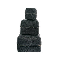 Bazar Bizar Bamboe Mand Beaded Zwart 10 x 10 x 10 cm