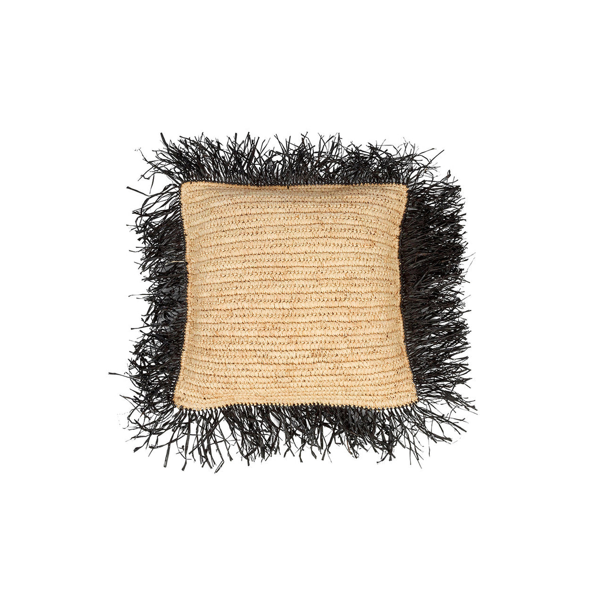 Bazar Bizar Housse de coussin En Raphia Naturel/Noir 40 x 40 cm