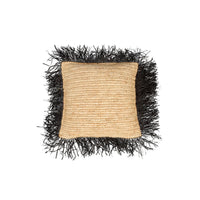 Bazar Bizar Housse de coussin En Raphia Naturel/Noir 40 x 40 cm