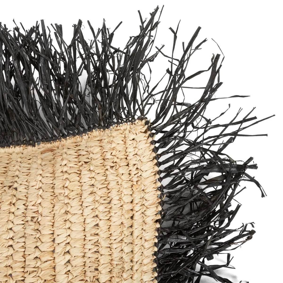 Bazar Bizar Housse de coussin En Raphia Naturel/Noir 40 x 40 cm