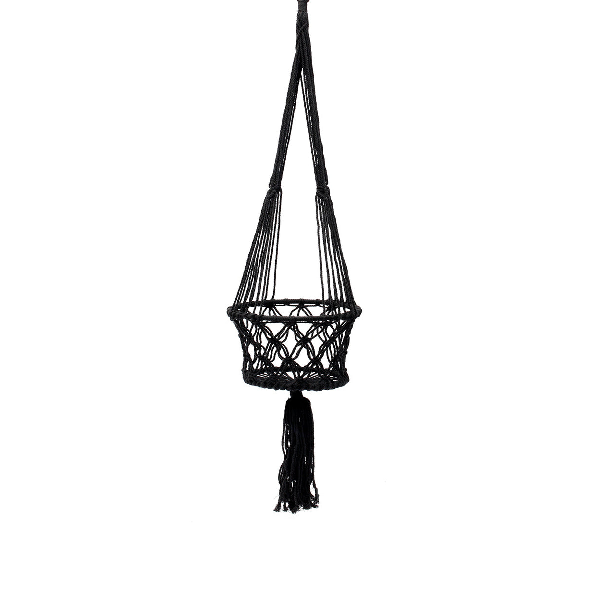 Bazar Bizar Katoenen Plantenhanger Macrame Zwart Ø30 x H110 cm