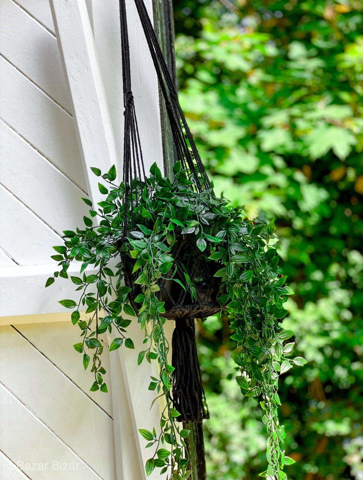 Bazar Bizar Katoenen Plantenhanger Macrame Zwart Ø30 x H110 cm