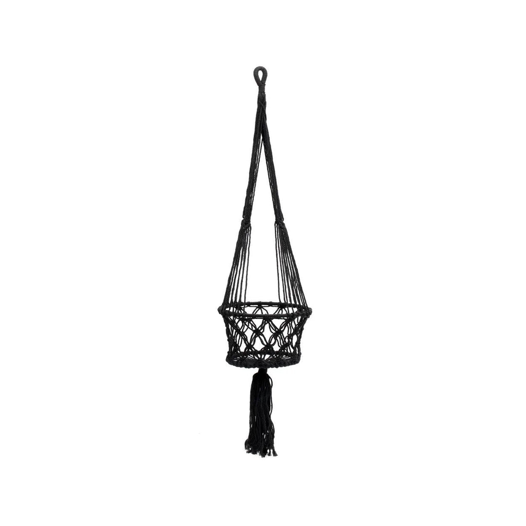 Bazar Bizar Katoenen Plantenhanger Macrame Zwart Ø25 x H100 cm