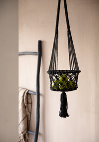 Bazar Bizar Katoenen Plantenhanger Macrame Zwart Ø25 x H100 cm