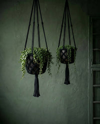 Bazar Bizar Katoenen Plantenhanger Macrame Zwart Ø25 x H100 cm