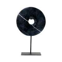 Bazar Bizar Marmeren Sculptuur Disc On Stand Zwart 25 x 9 x 40 cm