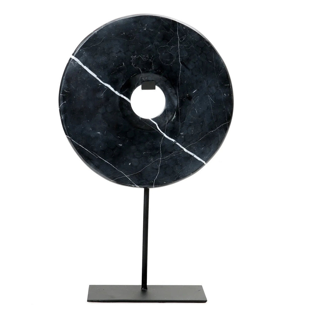 Bazar Bizar Marmeren Sculptuur Disc On Stand Zwart 25 x 9 x 40 cm