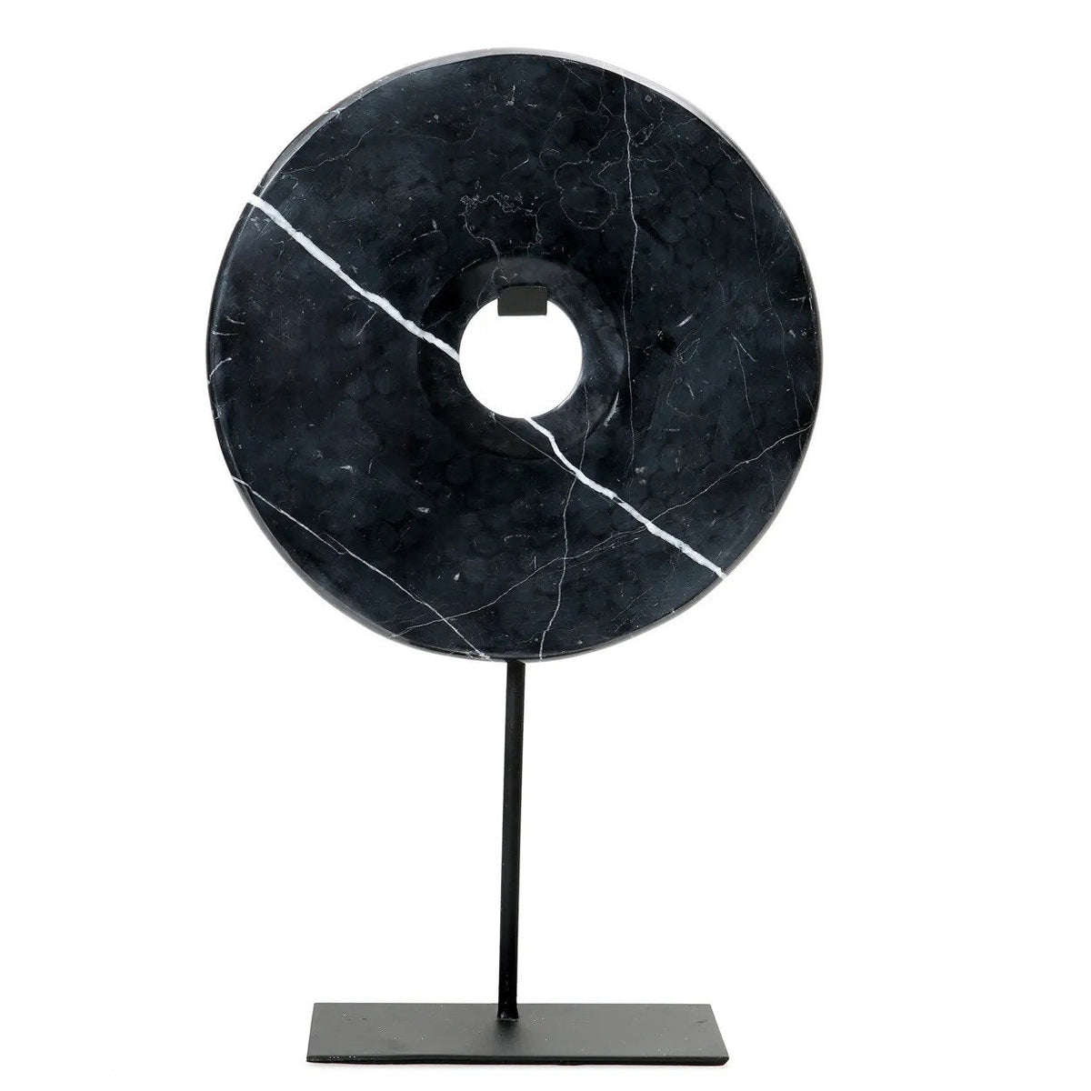 Bazar Bizar Marmeren Sculptuur Disc On Stand Zwart 25 x 9 x 40 cm