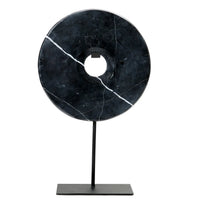 Bazar Bizar Marmeren Sculptuur Disc On Stand Zwart 25 x 9 x 40 cm
