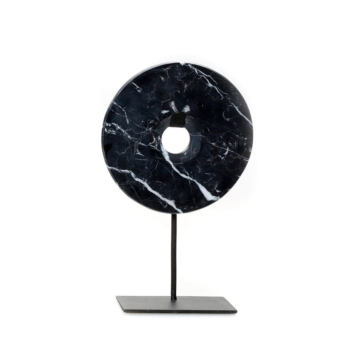 Bazar Bizar Marmeren Sculptuur Disc On Stand Zwart 20 x 9 x 35 cm