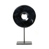 Bazar Bizar Marmeren Sculptuur Disc On Stand Zwart 20 x 9 x 35 cm