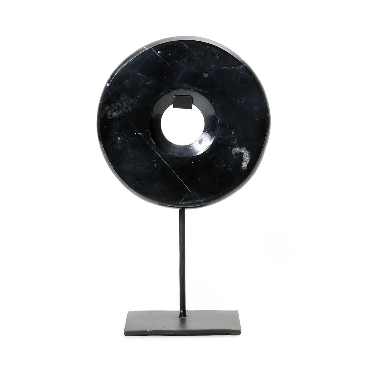 Bazar Bizar Marmeren Sculptuur Disc On Stand Zwart 20 x 9 x 35 cm