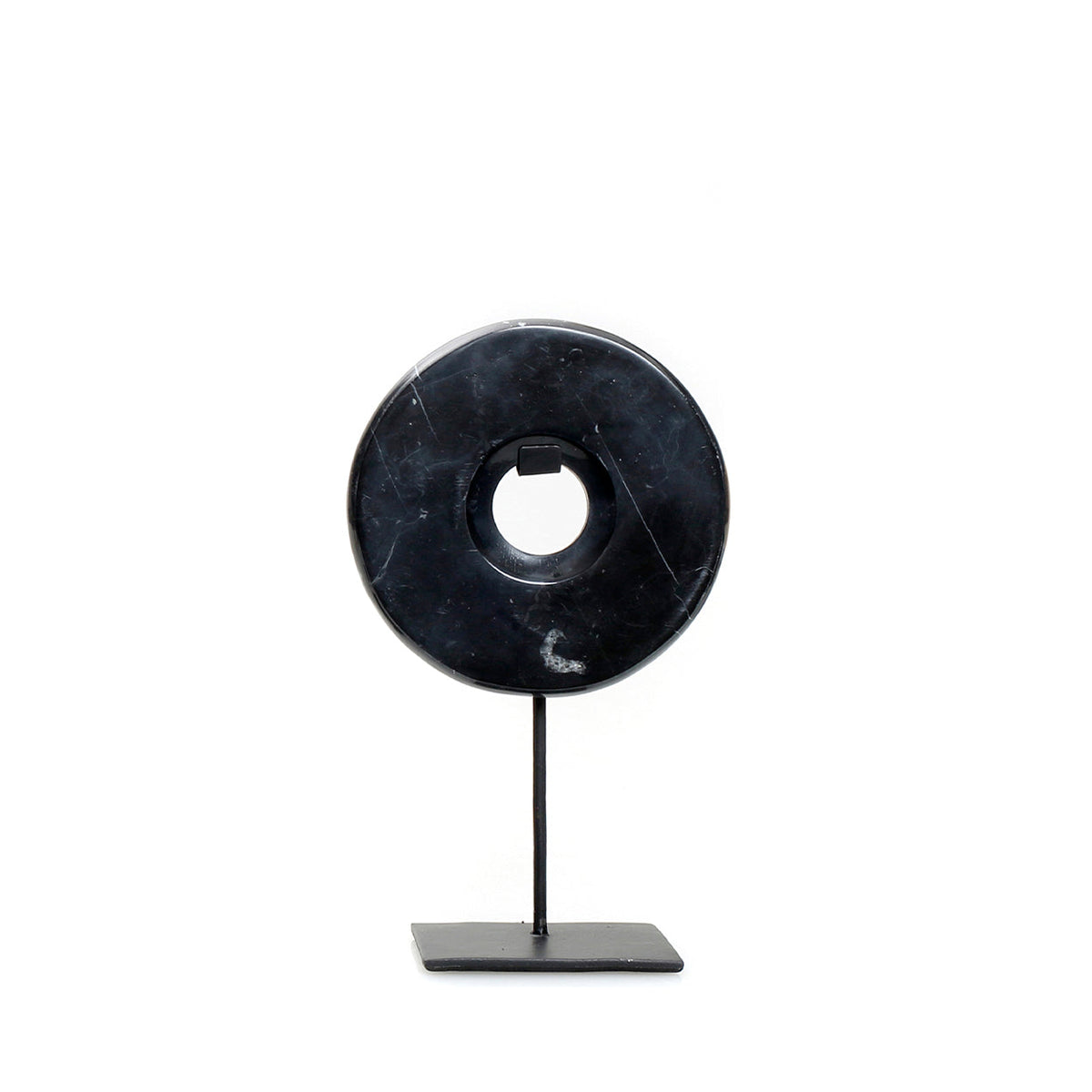 Bazar Bizar Marmeren Sculptuur Disc On Stand Zwart 15 x 7 x 25 cm