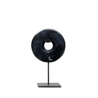 Bazar Bizar Marmeren Sculptuur Disc On Stand Zwart 15 x 7 x 25 cm