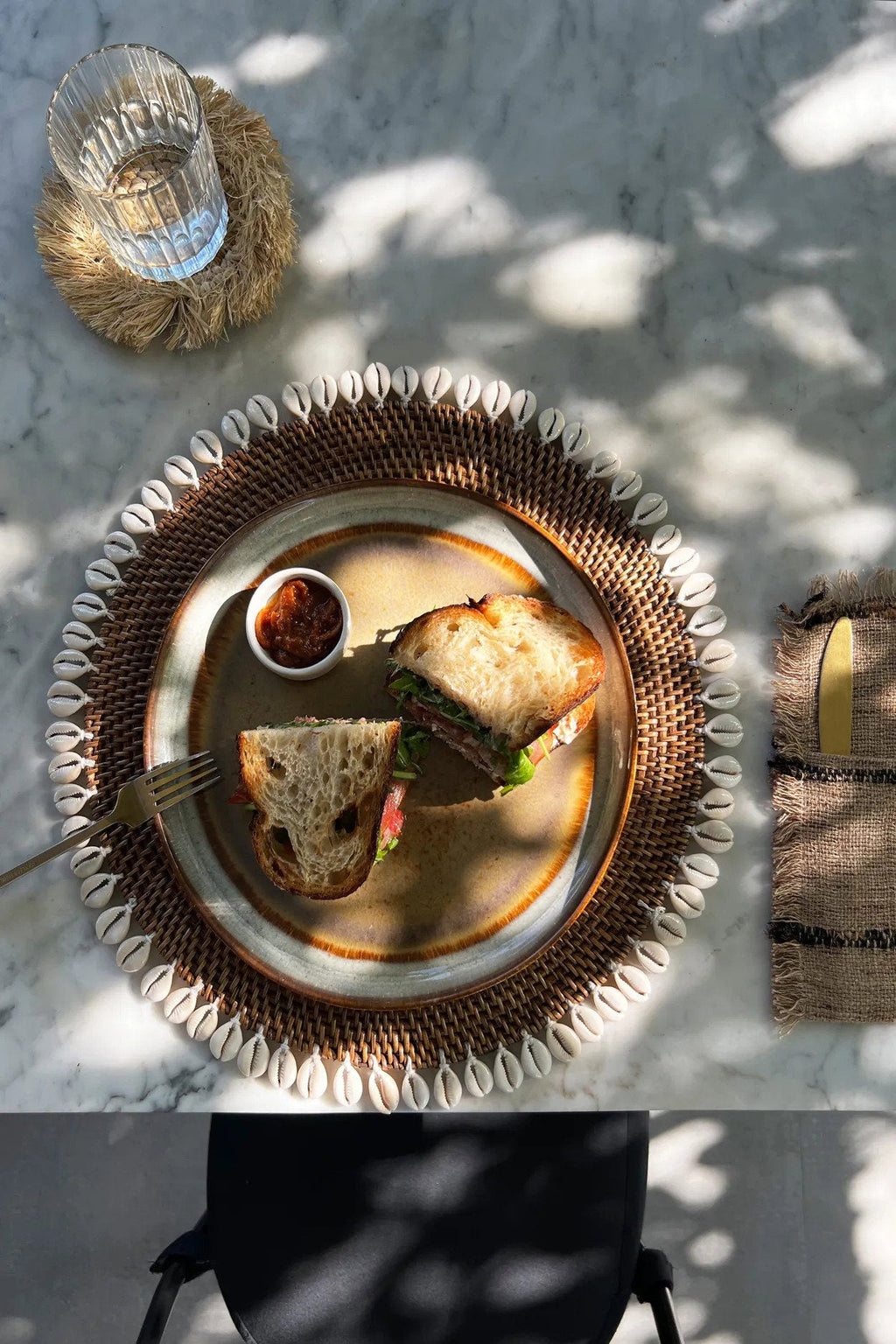 Bazar Bizar Rotan Placemat Colonial Shell Naturel/Bruin Ø40 cm