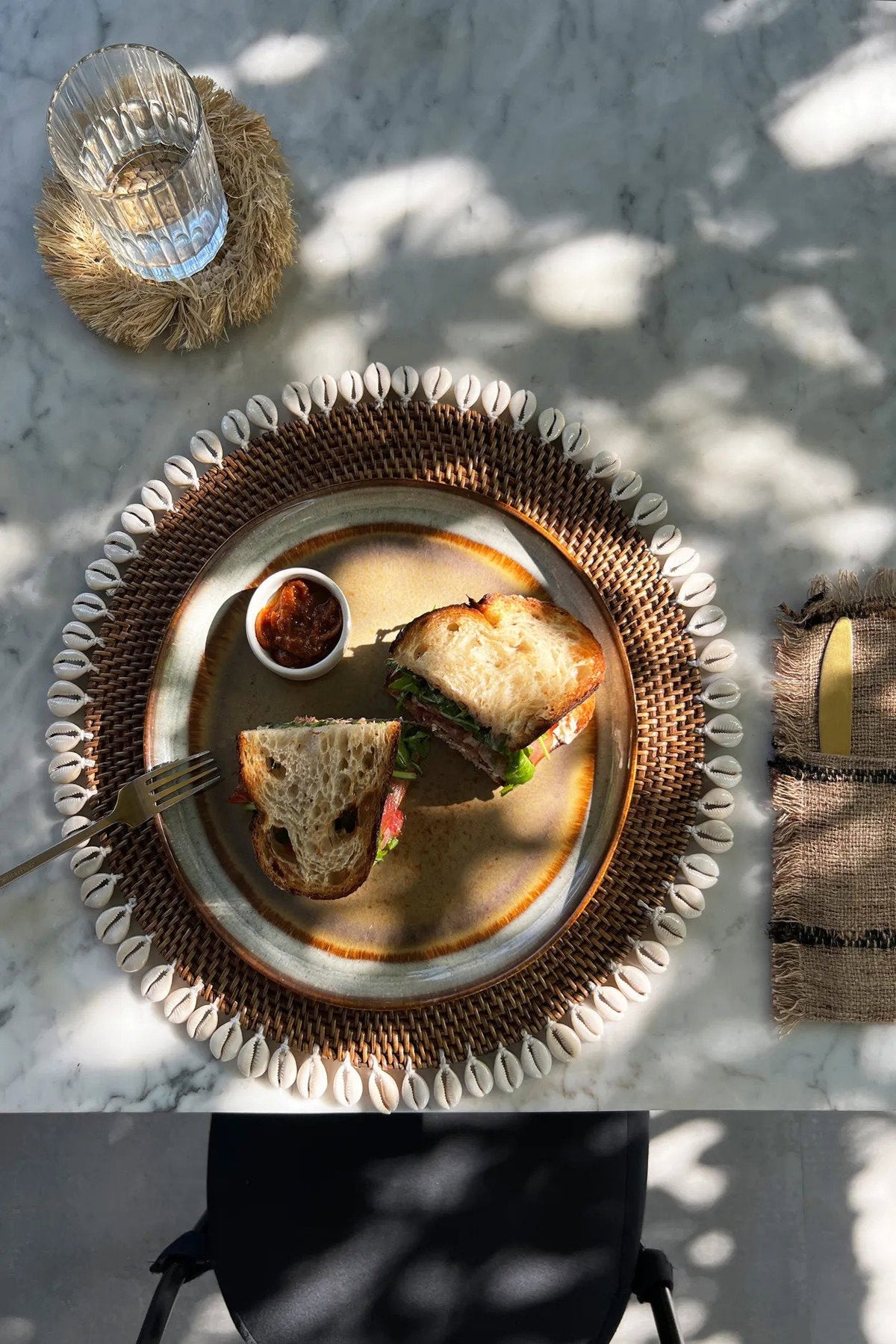 Bazar Bizar Rotan Placemat Colonial Shell Naturel/Bruin Ø40 cm