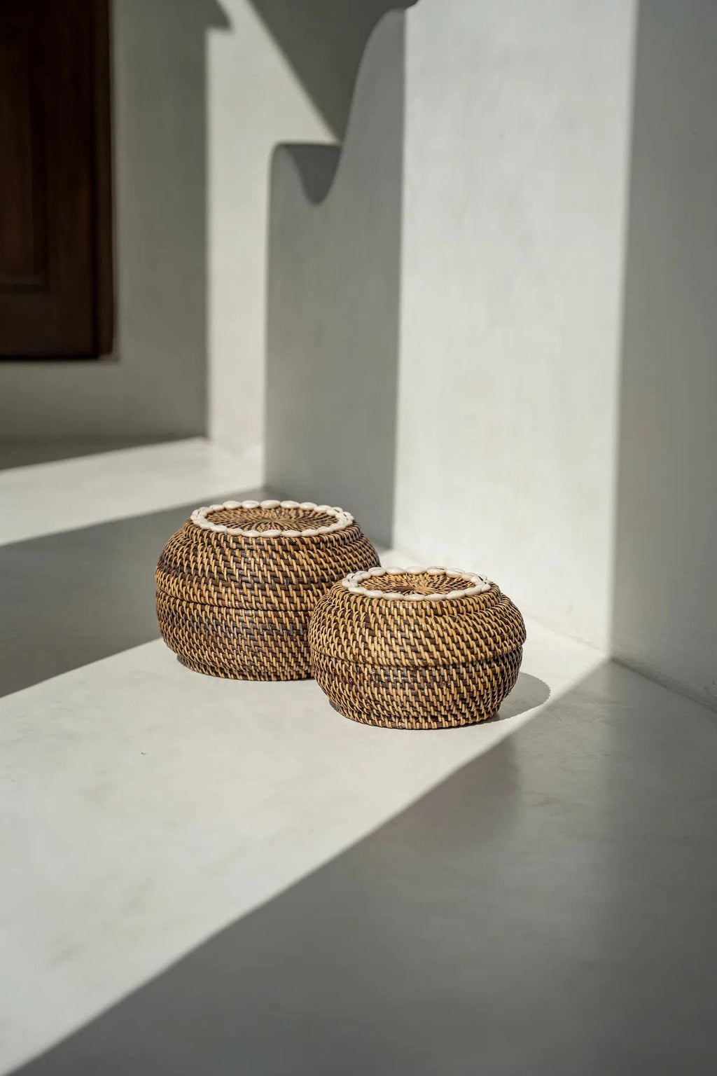 Bazar Bizar Rotan Mand Colonial Peek-a-Boo Naturel/Bruin Ø27 x H18 cm