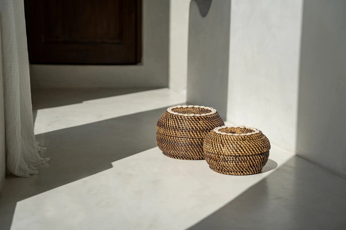 Bazar Bizar Rotan Mand Colonial Peek-a-Boo Naturel/Bruin Ø23 x H15 cm
