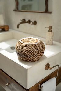 Bazar Bizar Rotan Mand Colonial Peek-a-Boo Naturel/Bruin Ø23 x H15 cm