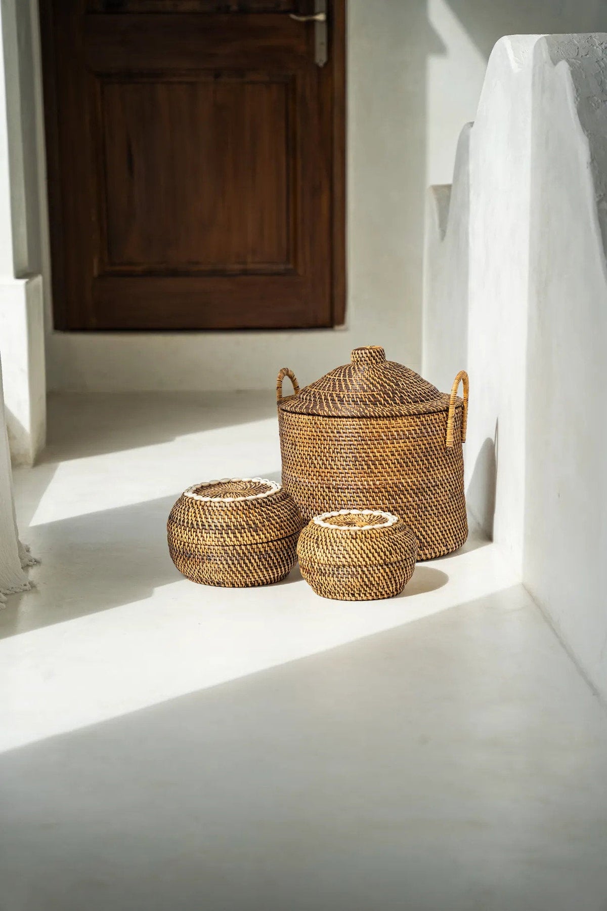 Bazar Bizar Rotan Mand Colonial Peek-a-Boo Naturel/Bruin Ø23 x H15 cm