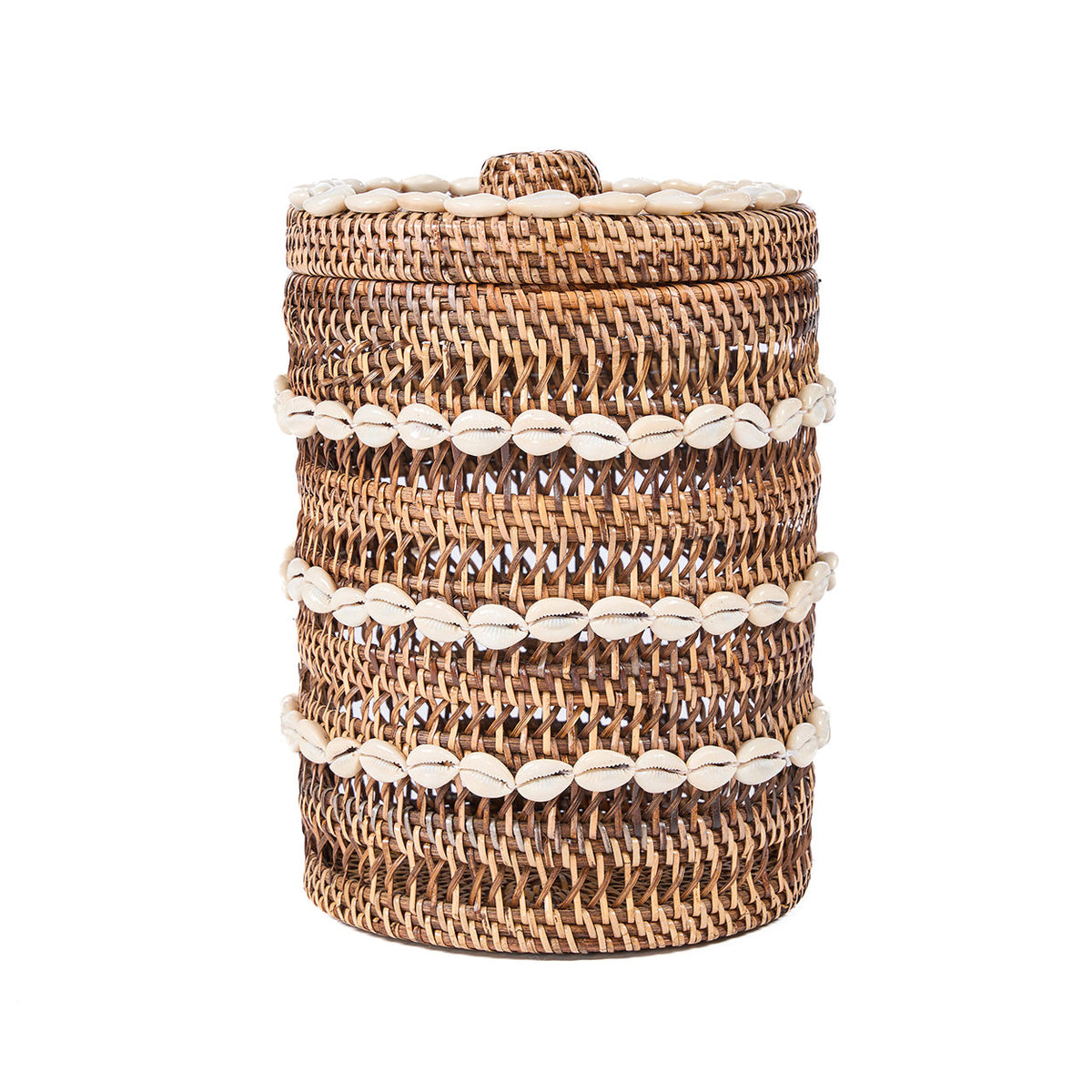 Bazar Bizar Rotan Mand Shell Naturel/Bruin Ø21 x H32 cm