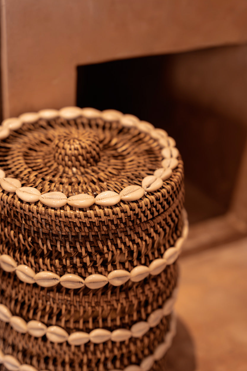 Bazar Bizar Rotan Mand Shell Naturel/Bruin Ø21 x H32 cm