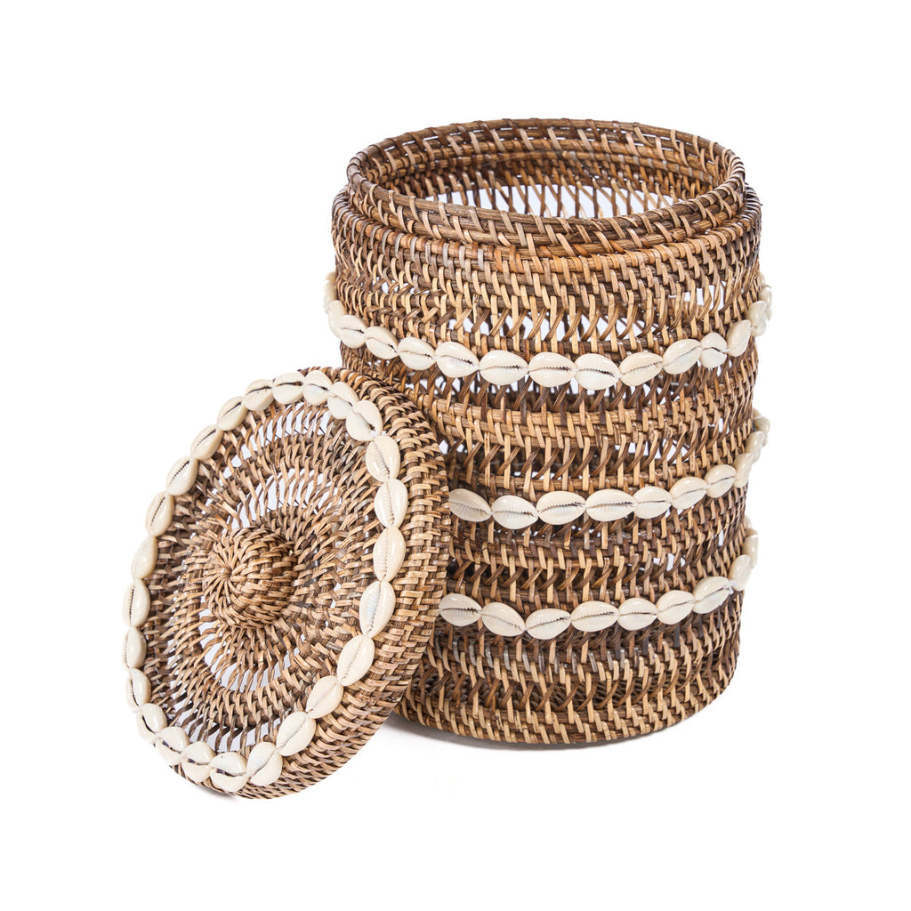 Bazar Bizar Rotan Mand Shell Naturel/Bruin Ø21 x H32 cm