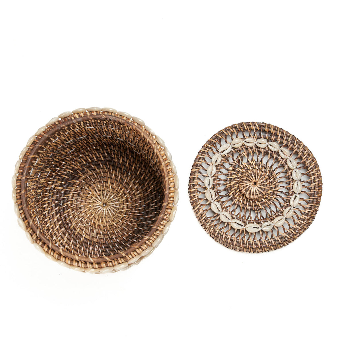 Bazar Bizar Rotan Mand Shell Naturel/Bruin Ø21 x H32 cm
