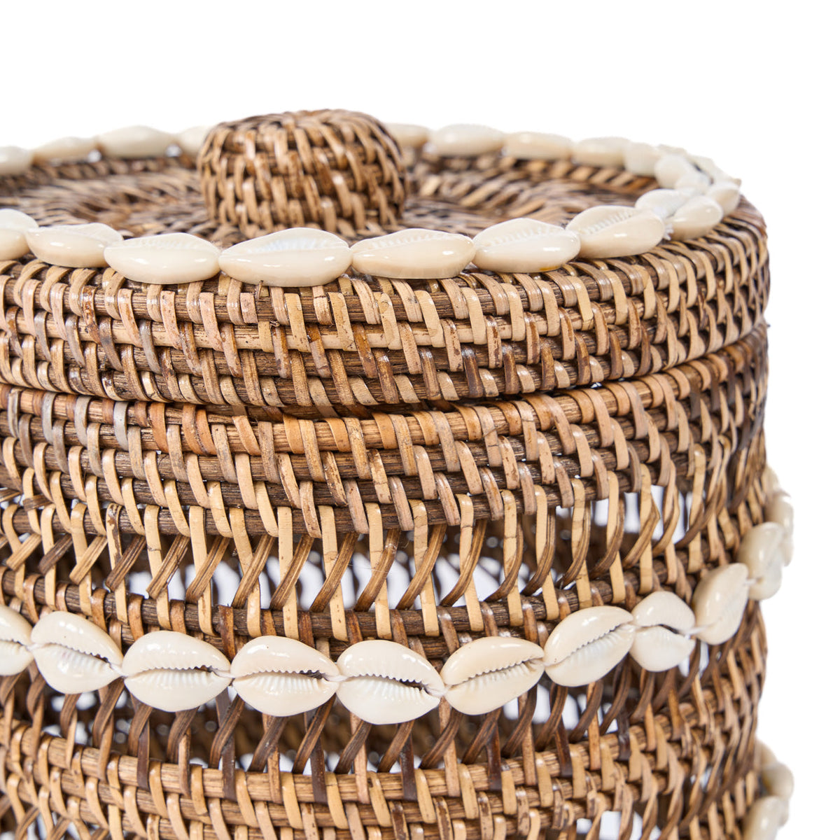 Bazar Bizar Rotan Mand Shell Naturel/Bruin Ø21 x H32 cm