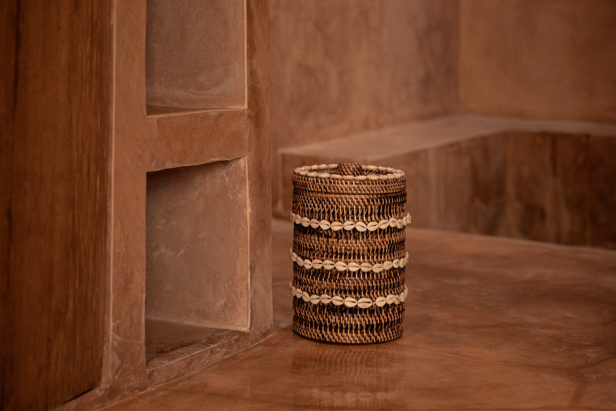 Bazar Bizar Rotan Mand Shell Naturel/Bruin Ø21 x H32 cm