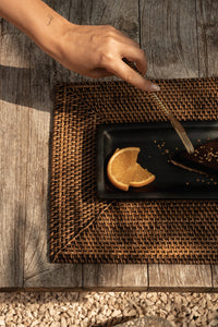 Bazar Bizar Rotan Placemat Colonial Rectangular Naturel/Bruin 40 x 30 cm