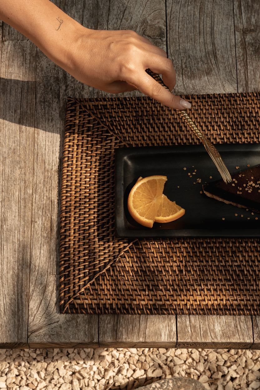 Bazar Bizar Rotan Placemat Colonial Rectangular Naturel/Bruin 40 x 30 cm