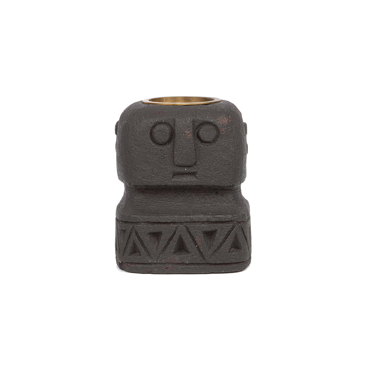 Bazar Bizar Zandstenen Kandelaar Sumba Zwart 8 x 8 x 10 cm