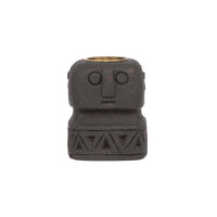 Bazar Bizar Bougeoir En Grès Naturelle Sumba Noir 8 x 8 x 10 cm