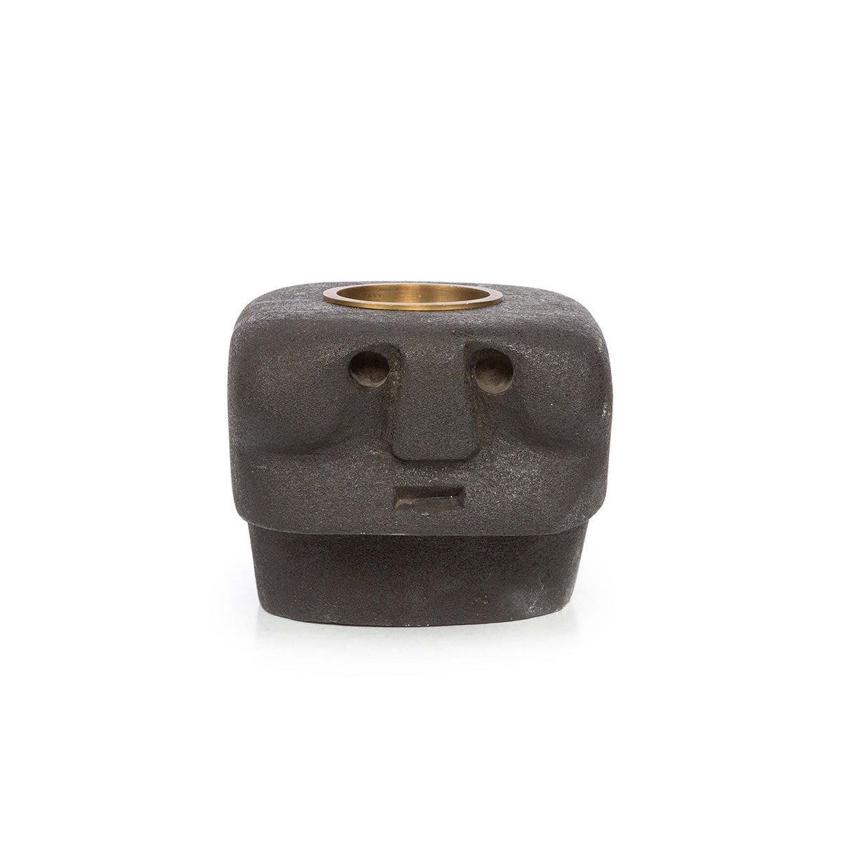 Bazar Bizar Zandstenen Kandelaar Sumba Zwart 10 x 10 x 9 cm