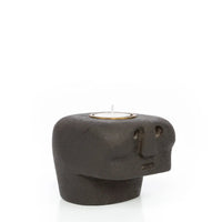 Bazar Bizar Zandstenen Kandelaar Sumba Zwart 10 x 10 x 9 cm