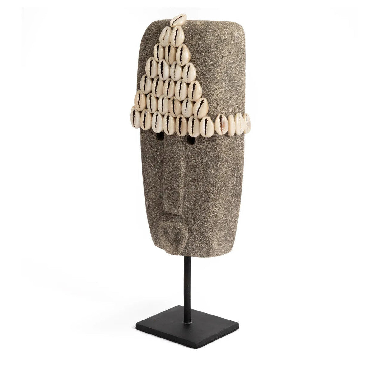 Bazar Bizar Zandstenen Sculptuur Sumba On Stand Grijs 10 x 5 x 32 cm