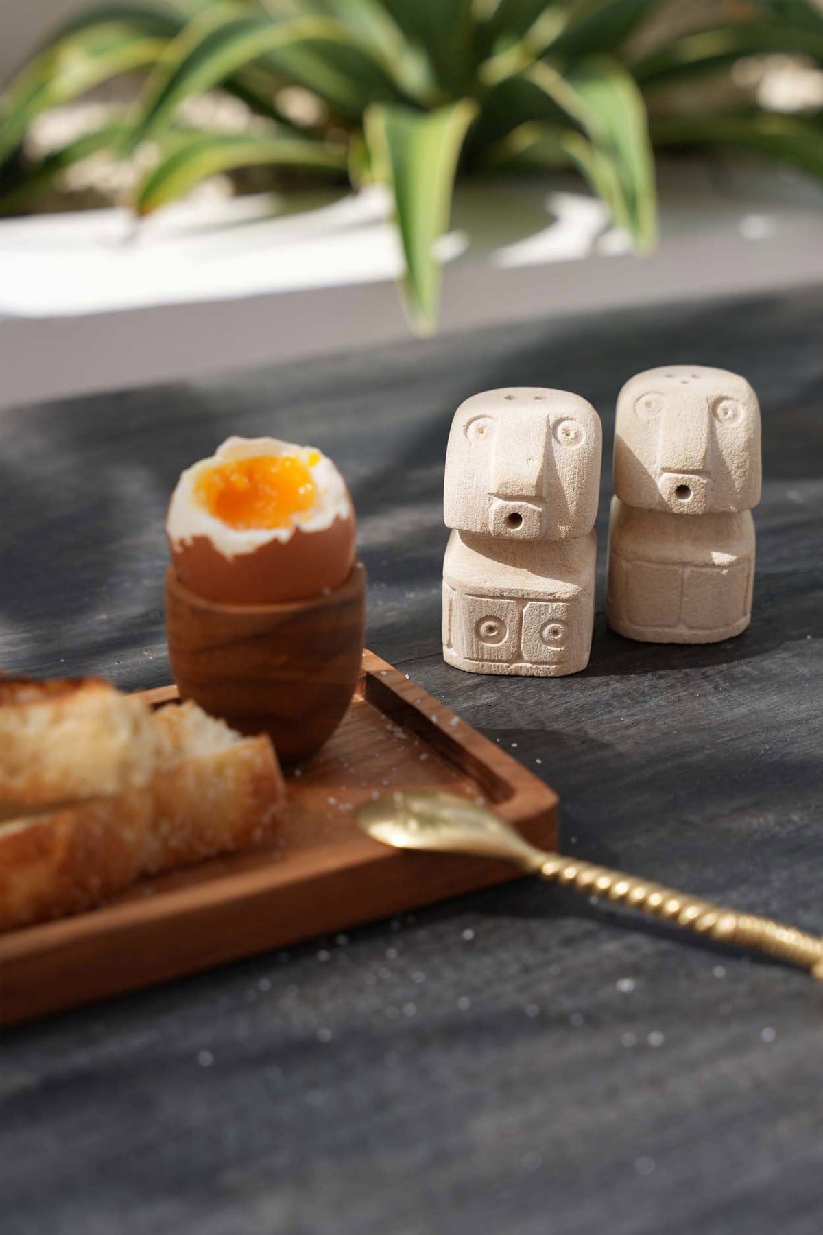 Bazar Bizar Salière et poivrière En Grès Naturelle Sumba Naturel 4 x 5 x 7 cm - Set van 2