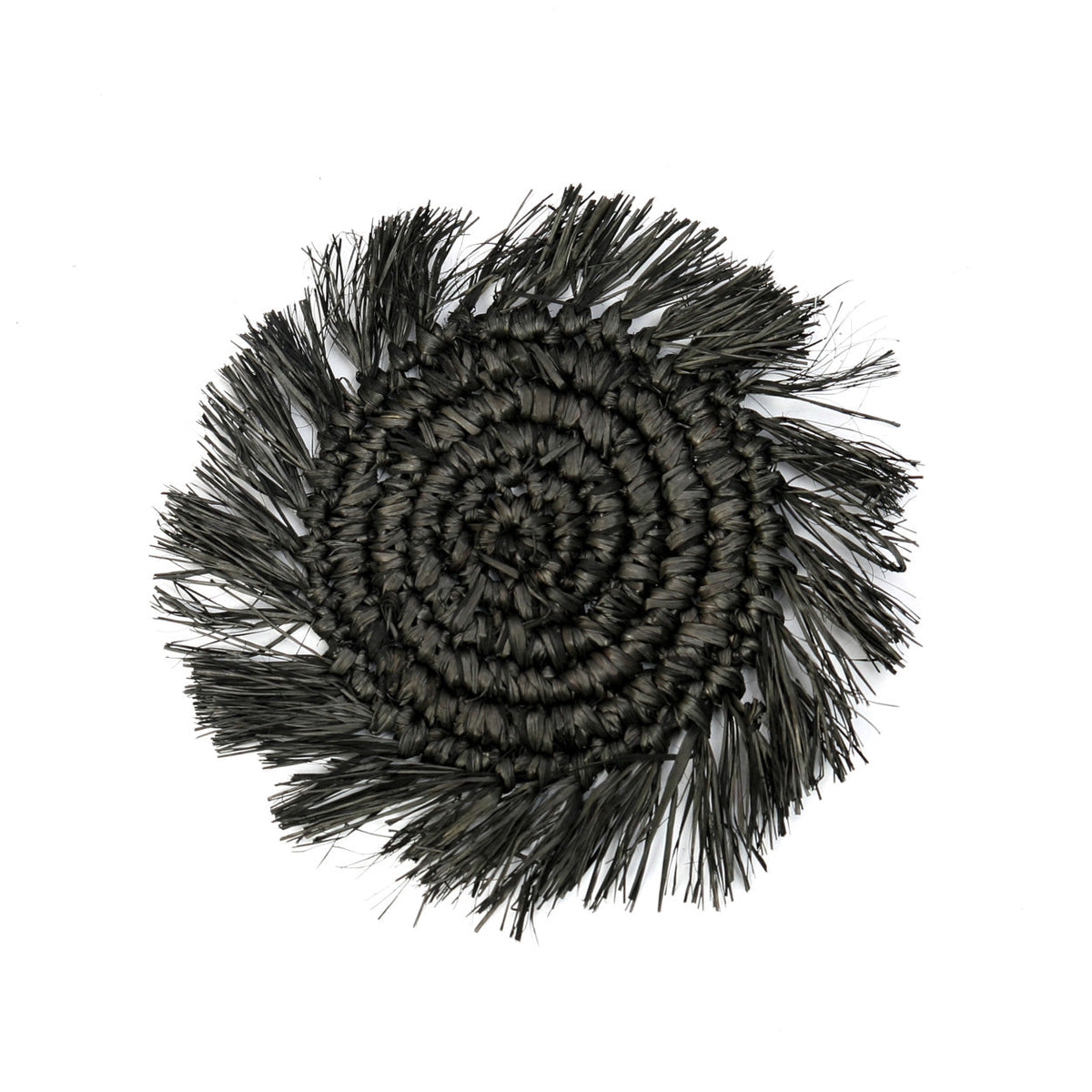 Bazar Bizar Raffia Onderzetter Fringe Zwart Ø16 cm