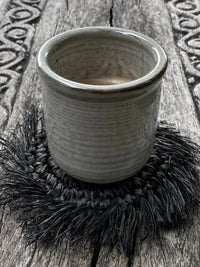 Bazar Bizar Raffia Onderzetter Fringe Zwart Ø16 cm