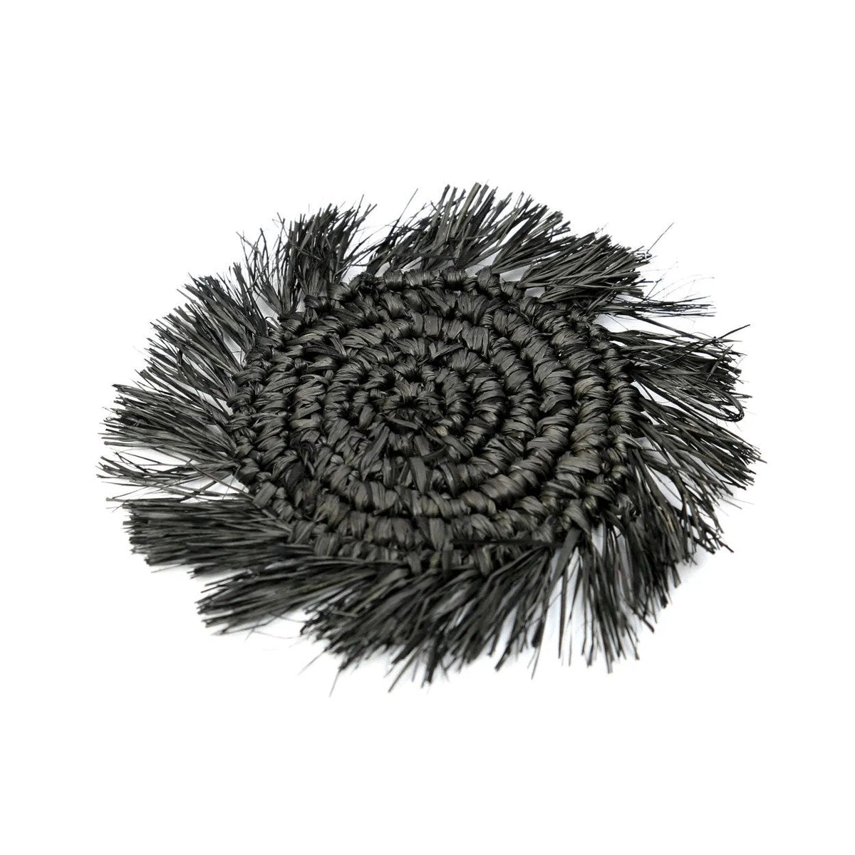 Bazar Bizar Raffia Onderzetter Fringe Zwart Ø16 cm