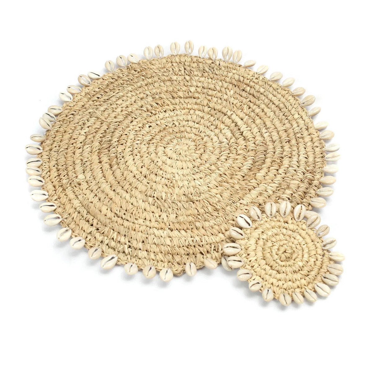 Bazar Bizar Raffia Onderzetter Shell Naturel Ø12 cm