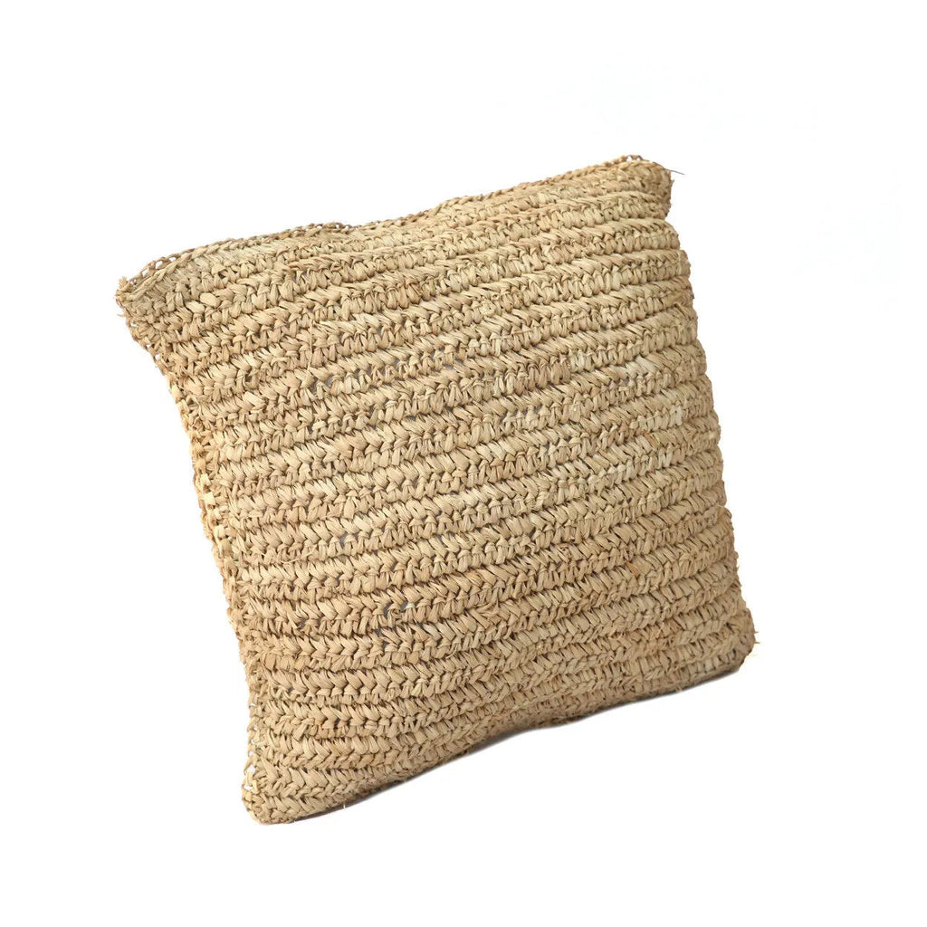 Bazar Bizar Raffia Kussenhoes Flowers Naturel 40 x 40 cm