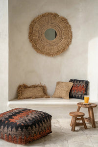 Bazar Bizar Raffia Kussenhoes Flowers Naturel 40 x 40 cm