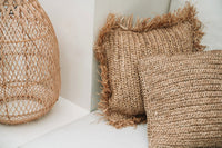 Bazar Bizar Raffia Kussenhoes Flowers Naturel 40 x 40 cm