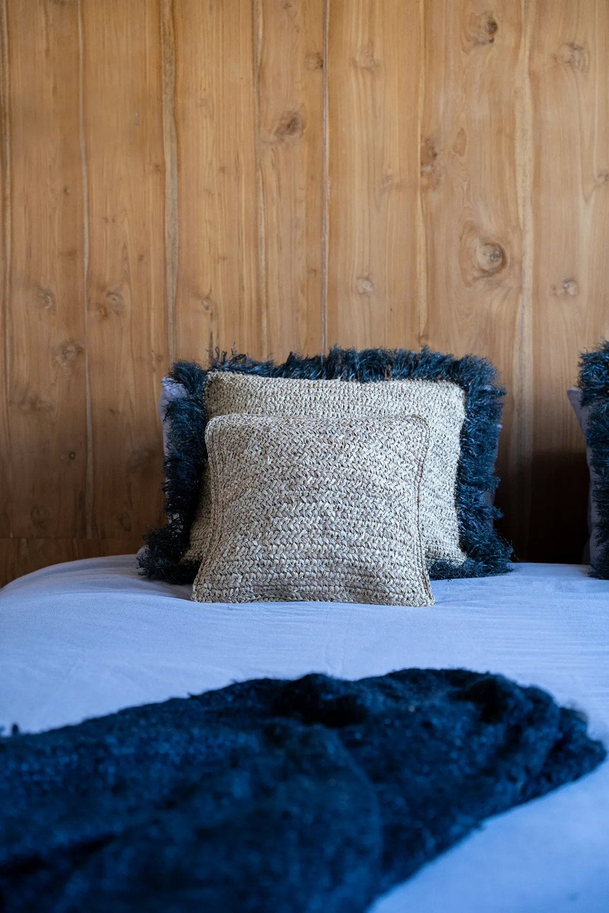 Bazar Bizar Housse de coussin En Raphia Flowers Naturel 40 x 40 cm
