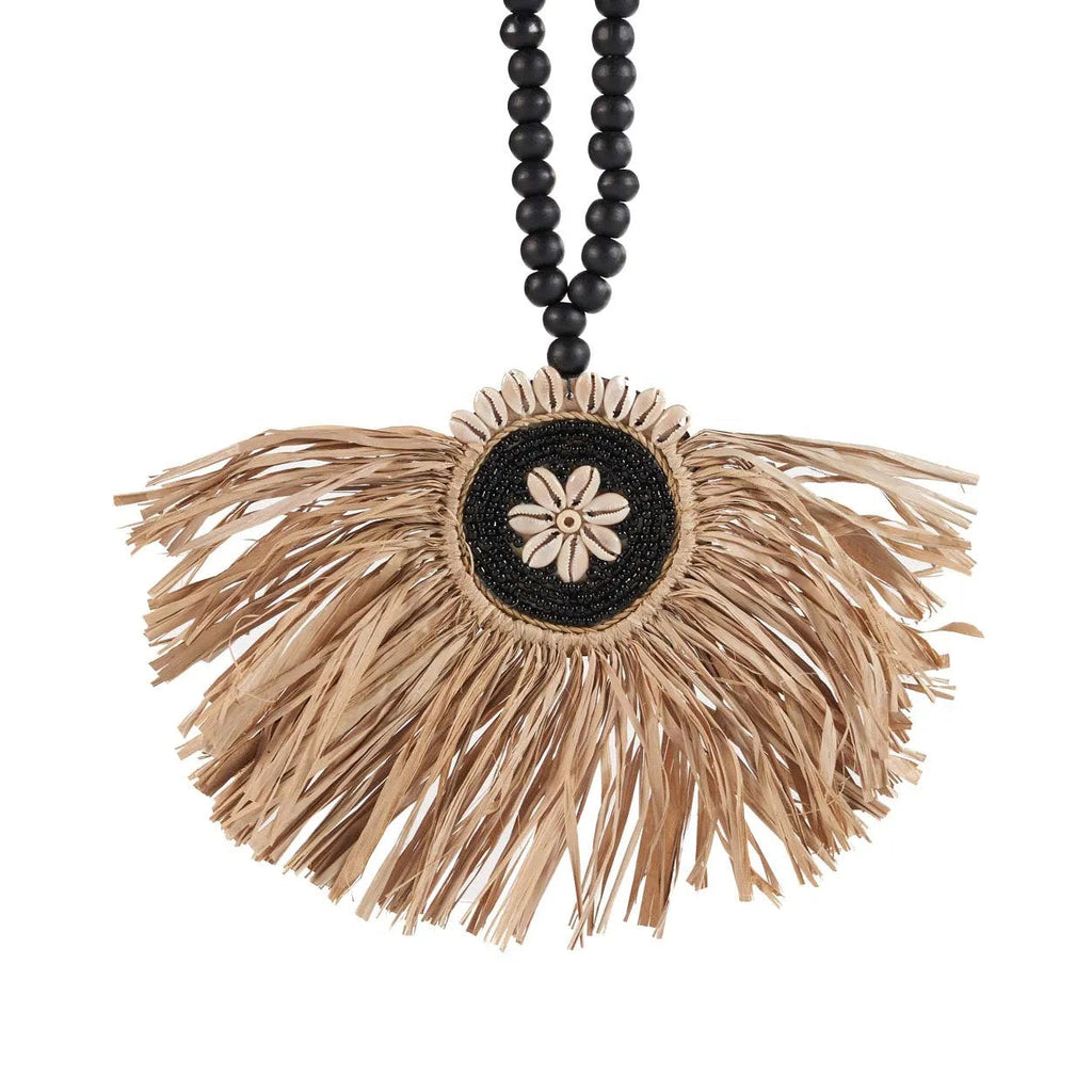Bazar Bizar Raffia Wanddecoratie Crown Naturel/Zwart 30 x 70 cm